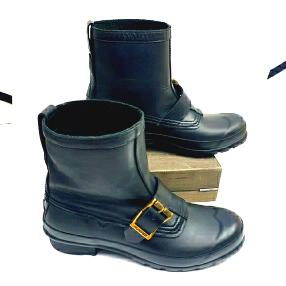 Hunter Original Biker Boots leather Pull-on with buckle detail size 8 - Picture 16 of 16